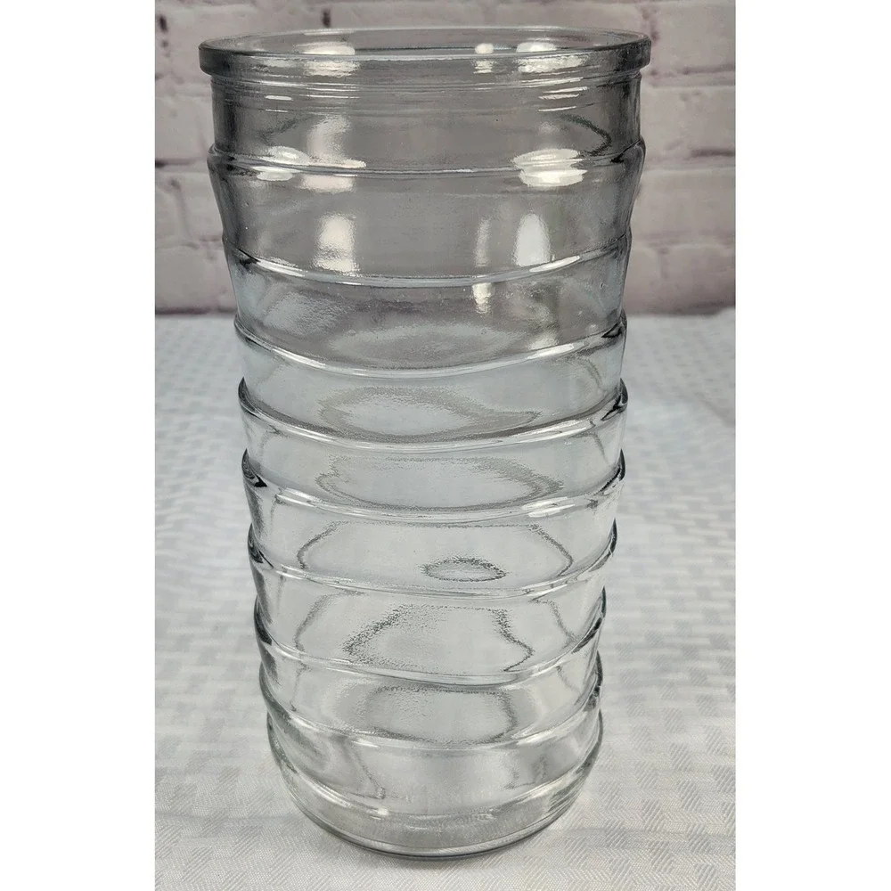 Vintage Whimsical Wavy Ribbed Topsy Turvy Glass Textured Vase Fun Eclectic